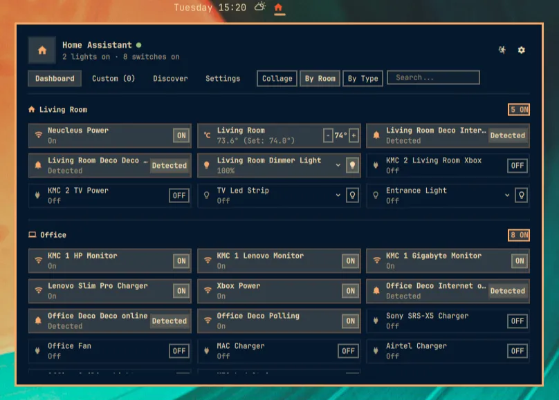 Omarchy Home Assistant HUD screenshot 1