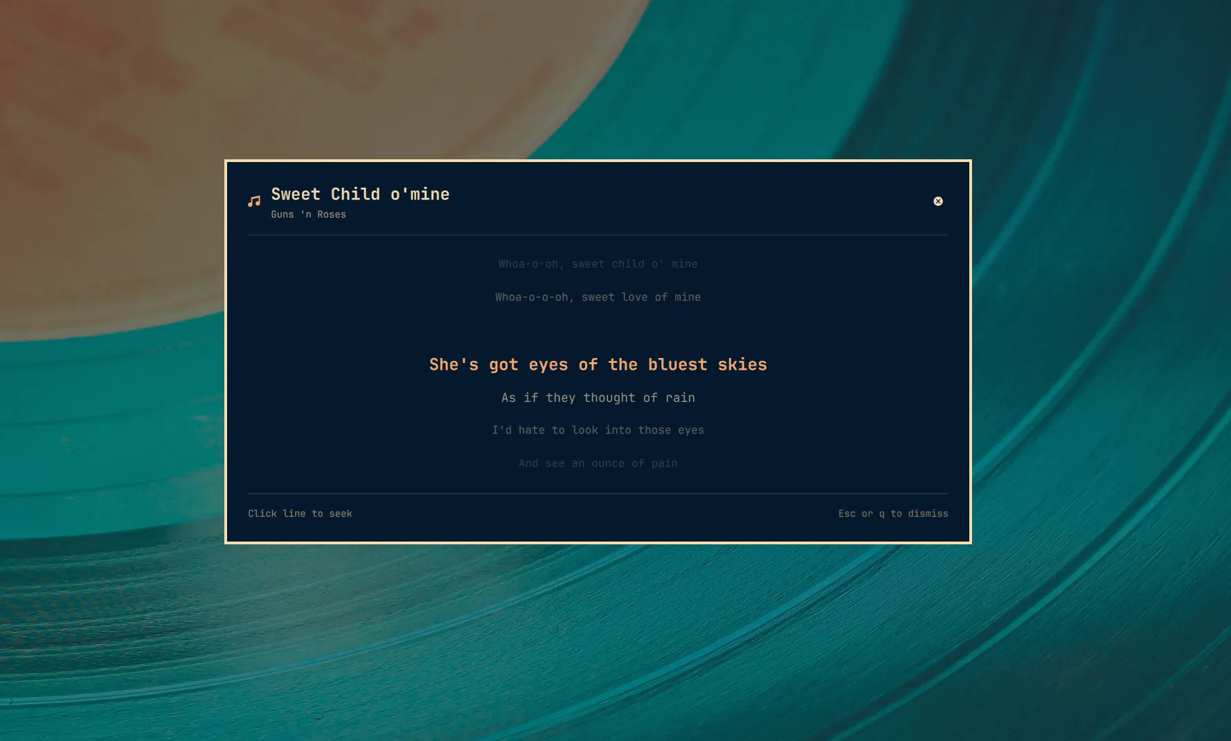 Omarchy MPD Lyrics Overlay screenshot 2